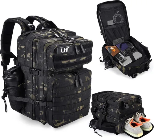 Vista 31 de LHI Mochila Táctica Militar para Hombres y Mujeres 45L Ejército 3 Días Mochila de Asalto Bolsa Mochila Grande con Sistema Molle