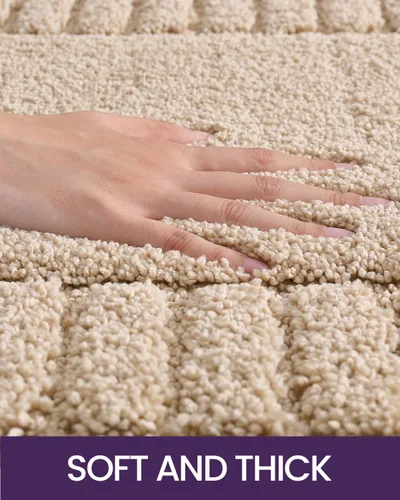 Vista 5 de DEXI - Alfombras de baño de 16"x24", alfombras antideslizantes para el suelo del baño, alfombra de baño ultrasuave y absorbente para la ducha, Beige