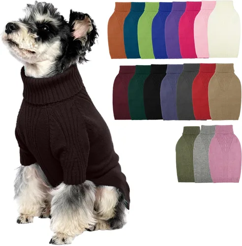 Vista 104 de IECOii Suéter de perro salchicha de cuello alto para perros pequeños, medianos y hembras, elástico y transpirable, abrigo de punto cálido, para Negro