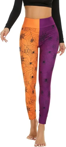 Vista 4 de Eyanse Leggings de Halloween, leggings de Navidad para mujer, cintura alta cepillada suave