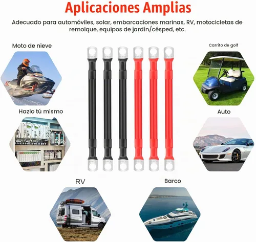 Vista 7 de Linkstyle 6 piezas de cables de batería de 2 AWG de 6 pulgadas, cables de inversor de batería de cobre puro de 2 calibres de 15 cm y 35 mm²