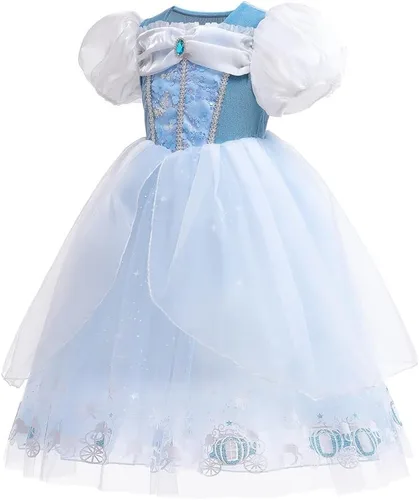 Vista 5 de Vestido de Cenicienta para niñas, disfraz de princesa para Halloween, cosplay, cumpleaños, concurso, Navidad, fiesta de noche