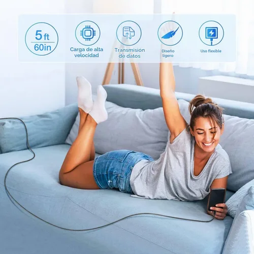 Vista 6 de Cable de carga USB C para Samsung Galaxy A14 5G, A23, A13, A54, A34, A03S, A04e, A04s, A04, A80, A70, A71, A60, A50, A40, A30, A20e, A20, A8, A8s
