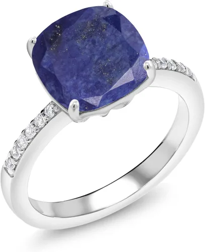Vista 53 de Gem Stone King Anillo de compromiso de plata de ley 925 con piedra preciosa de corte cojín de 0.39 pulgadas Anillo de compromiso de aniversario