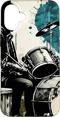 Vista 23 de Black White Drummer Music Lover Drumming Drummer Graphic Case for iPhone 17
