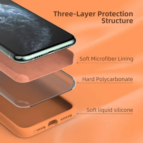 Vista 6 de Funda de silicona líquida compatible con iPhone 11 Pro Max, color naranja [Protección contra caídas]