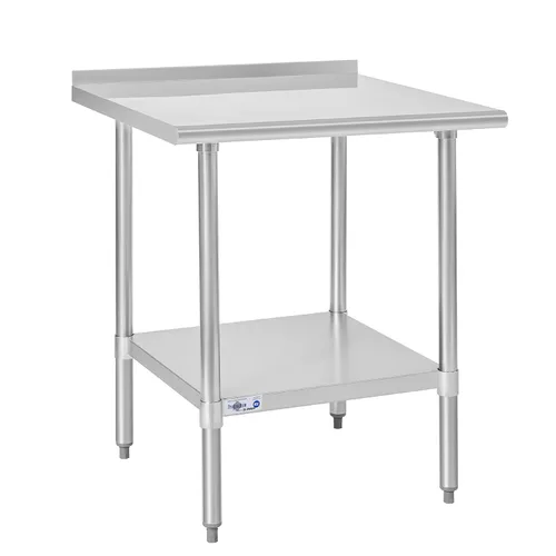 Vista 23 de Profeeshaw mesa de trabajo, de uso comercial, de acero inoxidable NSF con protector contra salpicaduras y estante inferior, para cocina, restaurante