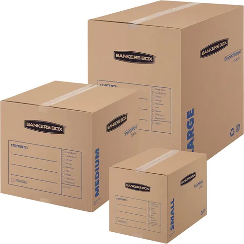 Vista 4 de Bankers Box SmoothMove cajas de cartón básicas para mudanza, Marrón S