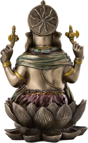 Vista 3 de Elefante hindú miniatura de Ganesha, dios del éxito de 7 a 1/4 de pulgada bronce fundido en polvo real