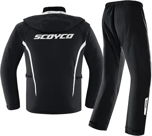 Vista 4 de Scoyco Chaquetas impermeables para hombre, chaqueta impermeable ligera para exteriores con capucha