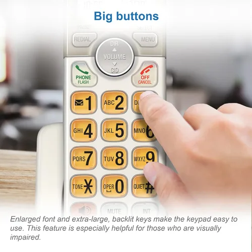 Vista 5 de AT&T - Teléfono inalámbrico expandible con sistema de respuesta y teclas XL retroiluminadas, 5 terminales Digital Answering System, Extra-Large