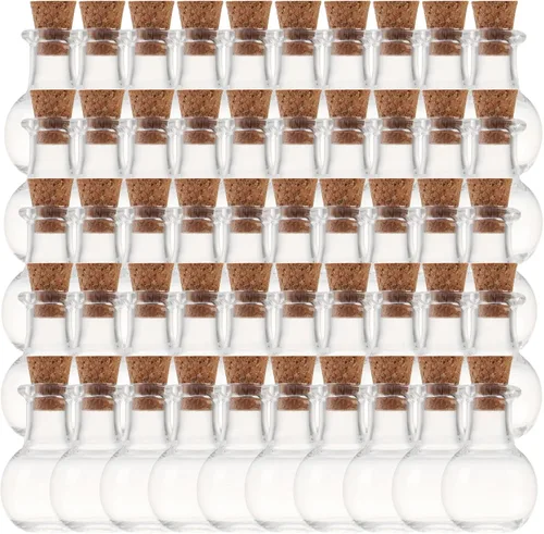Vista 14 de 25 mini botellas de vidrio con tapas de corcho, 5 formas clásicas, pequeños frascos de vidrio, botellas de deseos, pequeños frascos decorativos