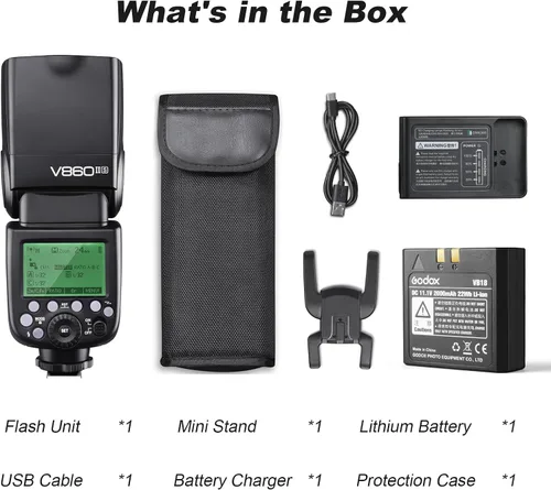 Vista 9 de Godox V860II-S TTL Flash Speedlite para Sony Speedlite de alta velocidad Speedlite Light 0.08 oz Wireless X System 1/8000s Gn60 650 Full Power