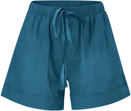 Vista 6 de sentmoon Bermudas para mujer, cintura elástica, pantalones cortos deportivos de entrenamiento de talla grande, pantalones de verano ligeros y sólidos