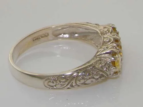Vista 5 de Anillo de plata de ley 925 con citrino auténtico para mujer