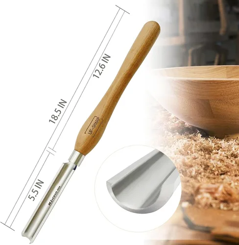Vista 2 de Gouge de desbaste de husillo de 1 pulgada para torno de madera, herramientas de torneado de madera M2 Cryo HSS con mango de madera de haya