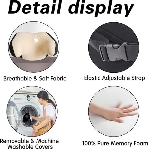 Vista 3 de Almohada realmente útil para reposacabezas de coche, almohada para el cuello del coche para dormir con correa ajustable, 100% espuma viscoelástica