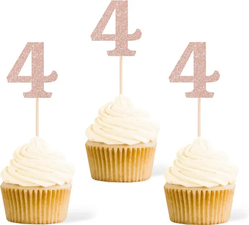 Vista 30 de Gexolenu 24 piezas doradas de doble cara para cupcakes de primer cumpleaños, decoración de pasteles, decoración de primera fiesta de cumpleaños Oro