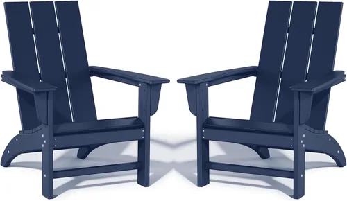 Vista 18 de Silla Adirondack de Madera Sintética Adiromoti, Sillas de Patio Resistente a Todo Clima, Aspecto de Madera, Silla Pre-Ensamblada para Fuego al Aire