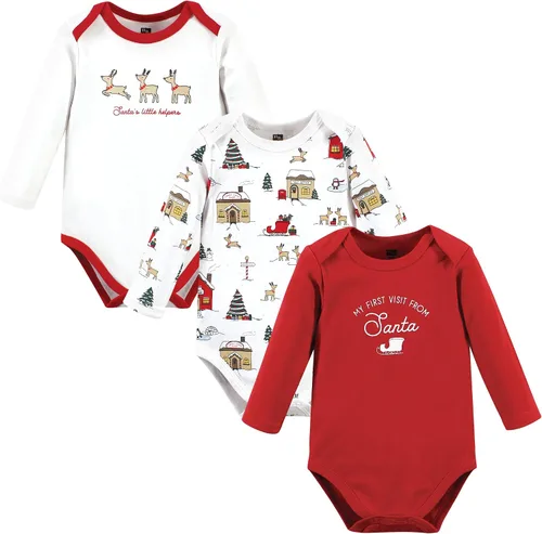 Vista 138 de Hudson Baby Body unisex de algodón de manga larga para bebé, leopardo rosa rojo