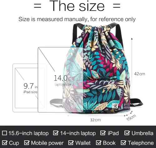 Vista 7 de Bolsa impermeable con cordón para ir al gimnasio o la playa, o practicar deportes, unisex