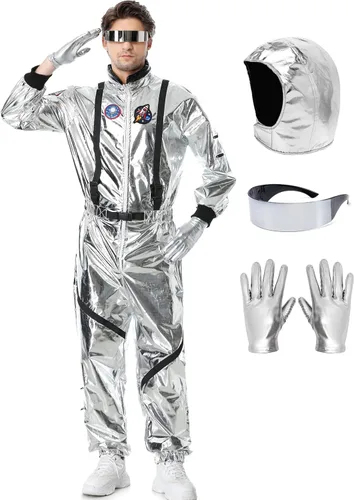 Vista 8 de Disfraz de astronauta para adultos, traje espacial para hombres