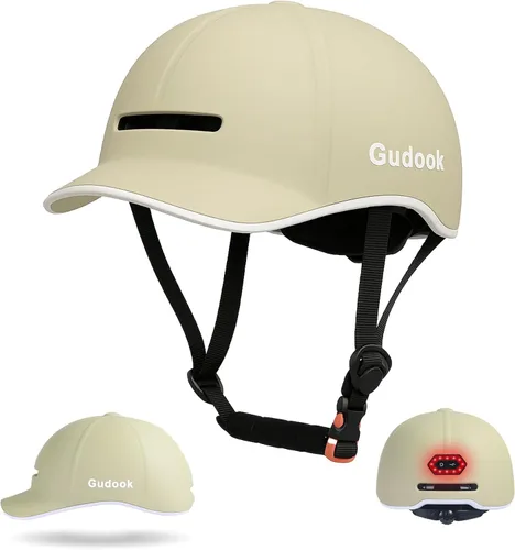 Vista 11 de Casco de Bicicleta para Adultos - Cascos de Bicicleta para Hombres y Mujeres - con Luces Traseras LED - Casco Ajustable Estilo Gorra de Béisbol