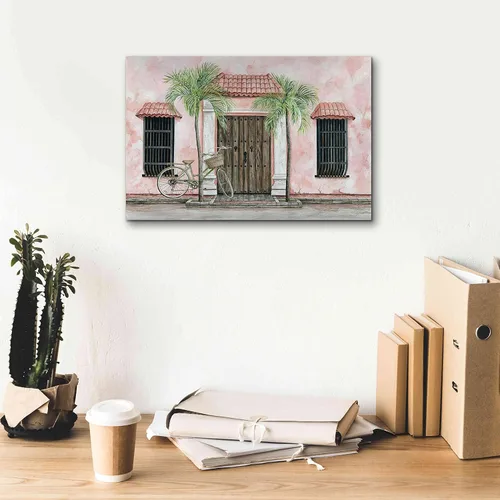Vista 7 de Epic Graffiti Arte de pared en lienzo Giclée con texto en inglés "Palms And Bike" de Cindy Jacobs, 18 x 12 pulgadas