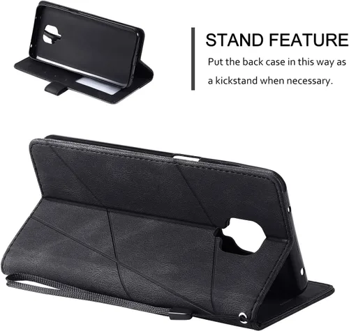 Vista 2 de Funda de cuero tipo cartera para Xiaomi Redmi Note 9 pro/Note 9s/Note 9pro Max, funda de poliuretano con tapa y ranuras de crédito, funda plegable