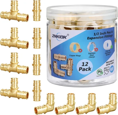 Vista 10 de (Znkiok 10 unidades) Accesorios de expansión Pex A de 1/2 pulgada, adaptador hembra Pex-A-1/2 "NPT, larga vida útil, latón sin plomo, NSF, UPC, ASTM