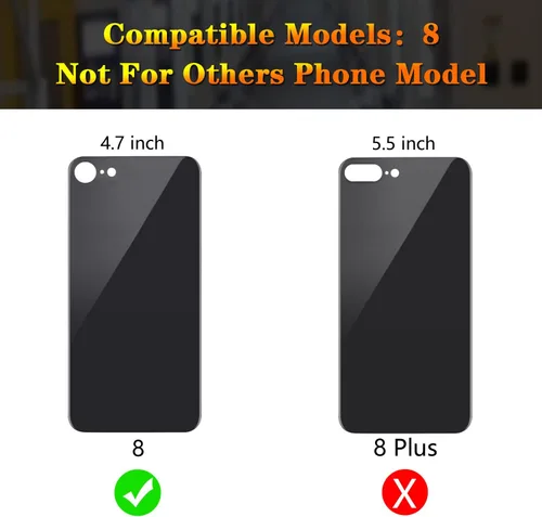 Vista 2 de Funda trasera de repuesto compatible con iPhone 8 de 4.7" + Herramientas profesionales (Gris espacial) Incluye herramientas profesionales, cinta