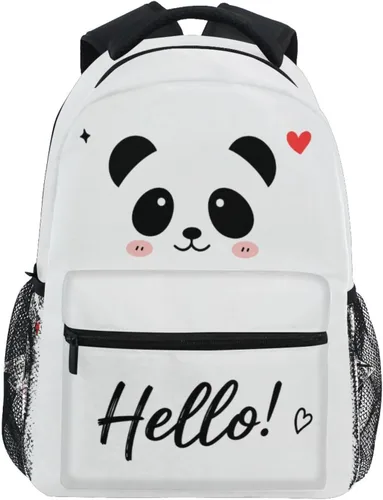 Vista 12 de ATTX Mochila Panda personalizada con tu nombre y texto para computadora Negro