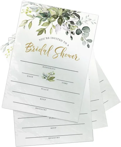 Vista 5 de Printed Party Invitaciones y sobres para despedida de soltera, vegetación, juego de 25