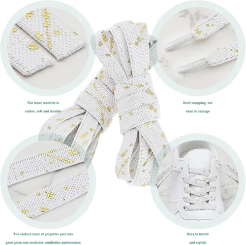 Vista 3 de 2 pares de cordones elásticos planos de goma sin atar, tira elástica para zapatos para adultos y niños, se adapta a tenis, botas, lona