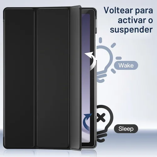 Vista 5 de JETech - Funda para Samsung Galaxy Tab A9 Plus de 11", color negro Diseño trasero translúcido delgado, soporte de tres pliegues, encendido