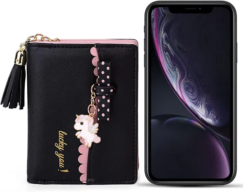 Vista 6 de UTO Wallet for Girls Cute Leather Vegan Small Women Tassel Pendant Card Holder Kawaii Coin Purse 1095