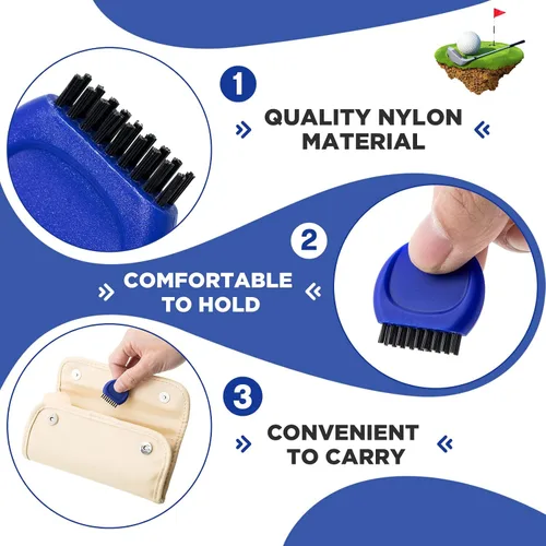 Vista 5 de Nuanchu Cepillo de bolsillo para palos de golf, mini cepillos para palos de golf, limpiador de ranuras para palos de golf, herramienta de limpieza