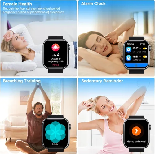 Vista 8 de Reloj inteligente para hombres y mujeres, reloj inteligente con monitor de presión arterial, monitor de frecuencia cardíaca, temperatura corporal