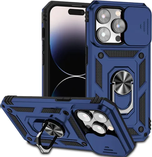 Vista 14 de Funda magnética compatible con iPhone 14 Pro de 6.1 pulgadas, funda magnética para iPhone 14 Pro con cubierta de cámara y soporte de grado militar