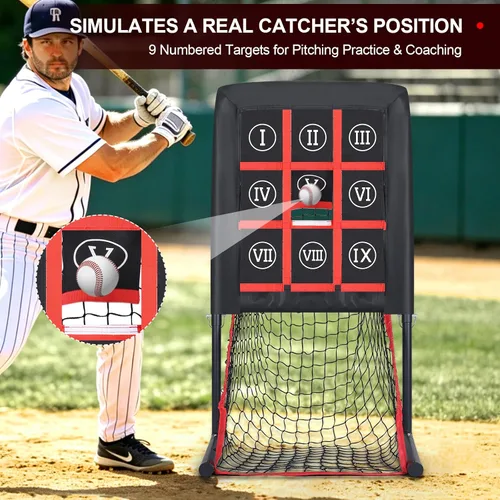 Vista 2 de 9 Hole Pitching Net with Strike Zone Target,Adjustable Heights