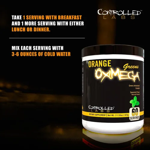 Vista 4 de Controlled Labs Menta verde naranja OxiMega Greens- 0.72 lb
