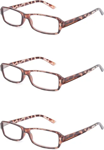 Vista 9 de Paquete de 3 lentes de lectura unisex con marco de plástico rectangular para hombres y mujeres