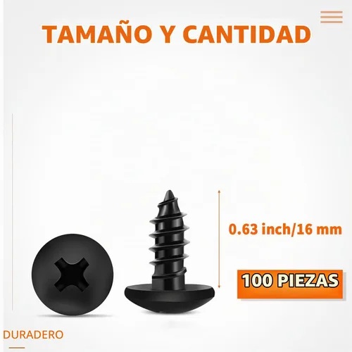 Vista 2 de 100 PCS tornillos para madera Phillips de cabeza redonda (Truss Head) de acero inoxidable 18-8 (A2) #6 X 5/8 pulgadas, rosca completa recubierta