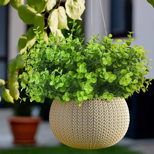 Vista 4 de Flores artificiales para exteriores, 8 paquetes de flores falsas resistentes a los rayos UV, flores sintéticas de plástico para exteriores, plantas