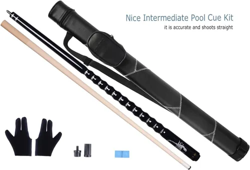 Vista 2 de Kit de palo de billar con punta de 13 mm y diseño ergonómico de 58 pulgadas, palo de arce canadiense con estuche duro 13mm Tip