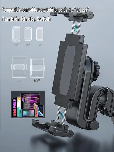 Vista 5 de UNICOLD Soporte para tablet de tablero de automóvil, ventosa giratoria de 360° con abrazadera grande para iPad Pro, iPad Air/Mini, iPhone, Samsung