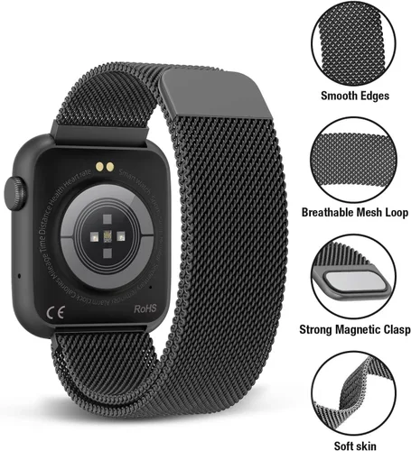 Vista 2 de EarlySincere Relojes inteligentes para hombres y mujeres, presión arterial, pantalla táctil completa HD de 1.9 pulgadas, monitor de actividad física