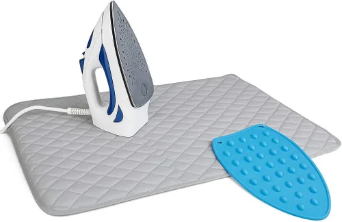 Vista 7 de Iron Anywhere - Tapete de planchado magnético acolchado con soporte de silicona resistente al calor, viajes y hogar, 18 x 31 pulgadas Azul