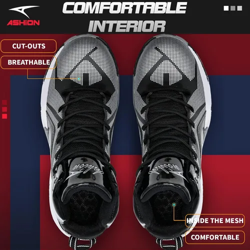 Vista 6 de ASHION Zapatos de baloncesto unisex para niños y niñas, tenis de caña alta, transpirables, con amortiguación al aire libre, zapatos deportivos