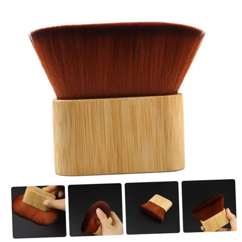 Vista 7 de FOMIYES Cepillo de cerdas flexibles, plumero de pelo para peluqueros peluquero, cepillo de depilación, plumero de cuello, mango de bambú